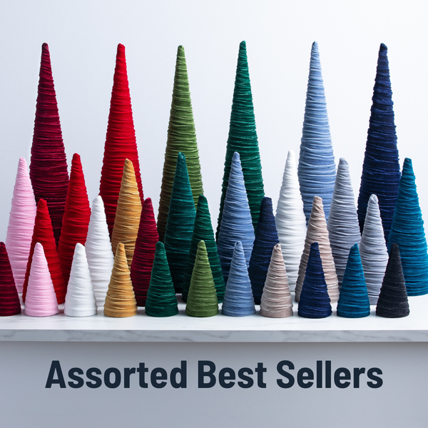 Cones Velvet Set of 3 Tablescape Mantel Best 23 Color