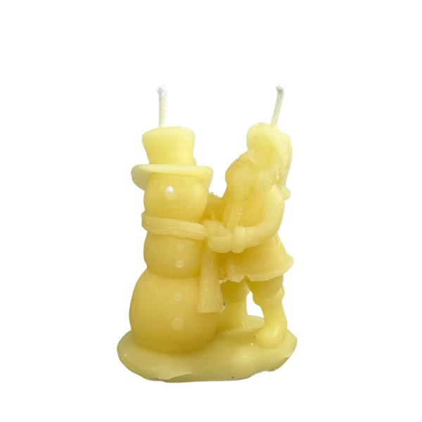 Santa and Frosty All Natural Christmas Beeswax Candle