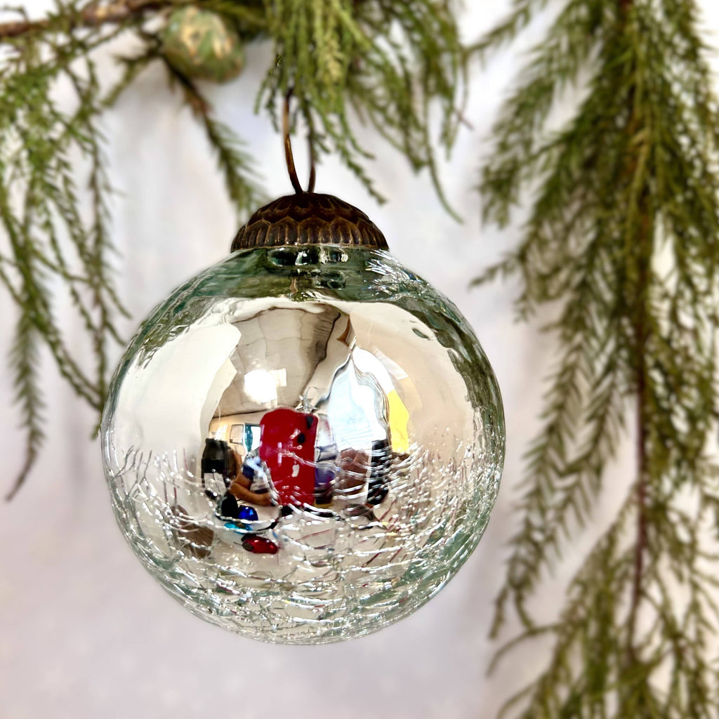 Mercury Glass Christmas Tree Ornament 3"