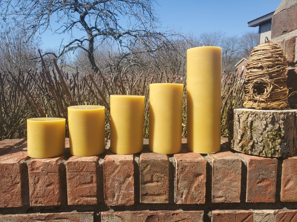 3" x 9" - Hand Poured Beeswax Pillar Candle
