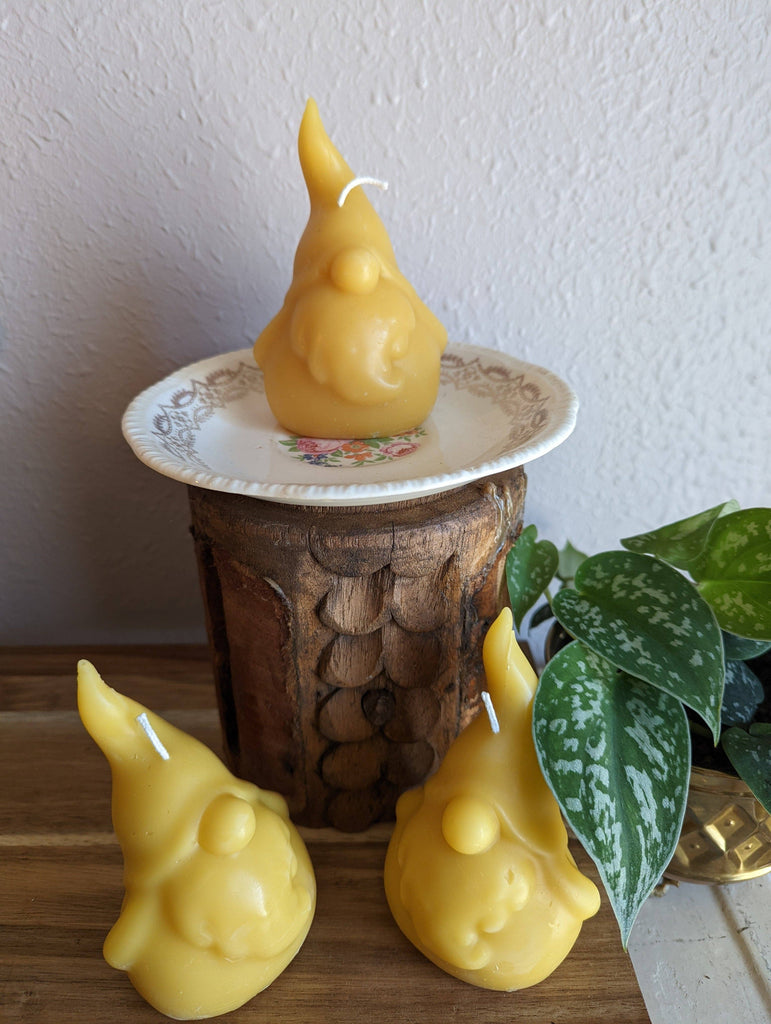 Gnome Beeswax Candle Hand Poured