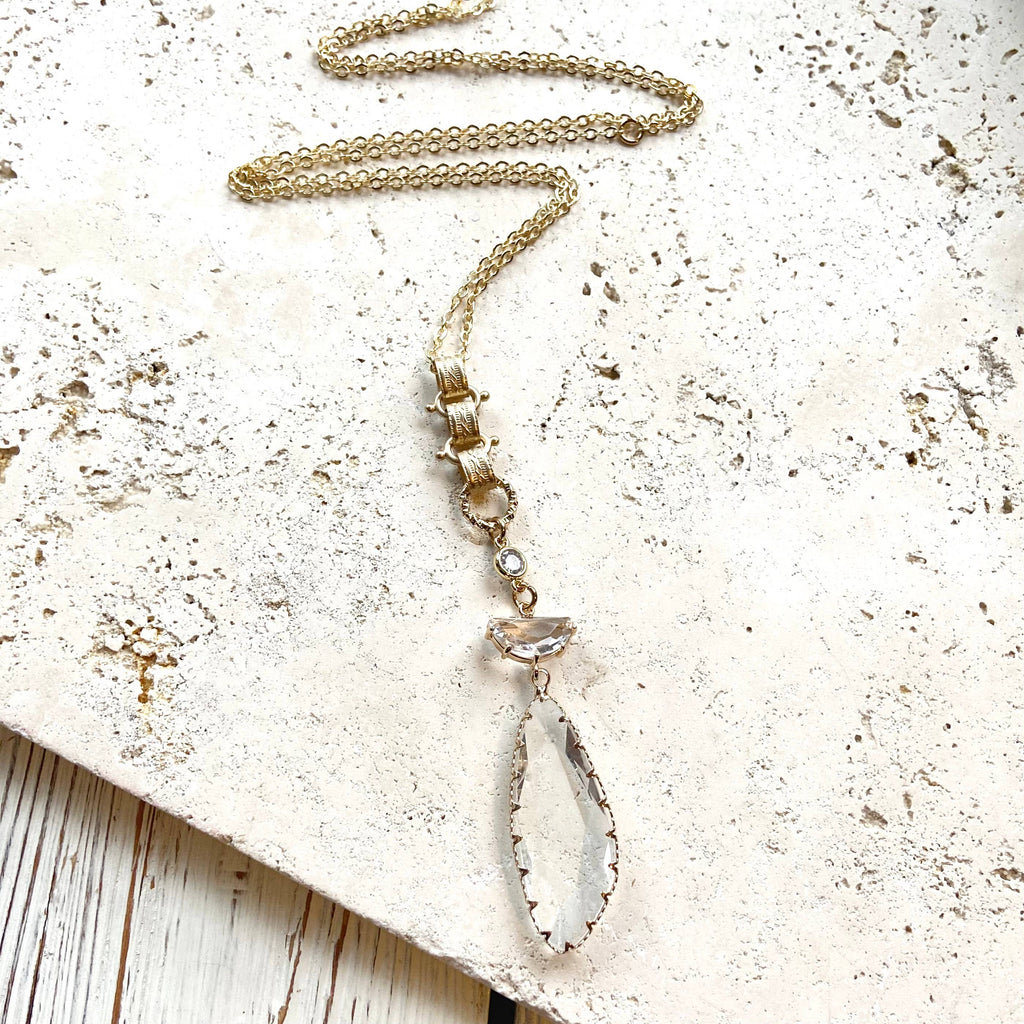 Long Crystal Glass Necklace